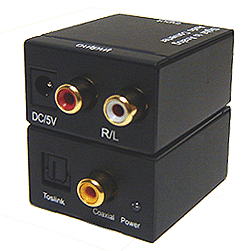R/L Stereo Audio to Digital Coax & Optical Toslink Converter