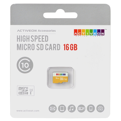 ACTIVEON 16GB High-Speed Class 10 microSDHC UHS-I Memory Card