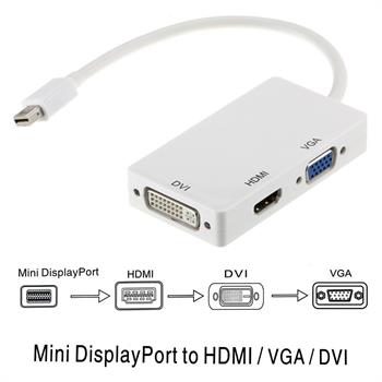 3 In 1 Thunderbolt Mini Display Port To HDMI DVI VGA Adapter